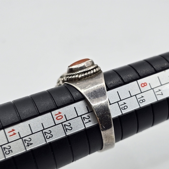 Navajo Chrysocolla & red jasper accent stone Silver Ring Size 9 - Picture 7 of 7